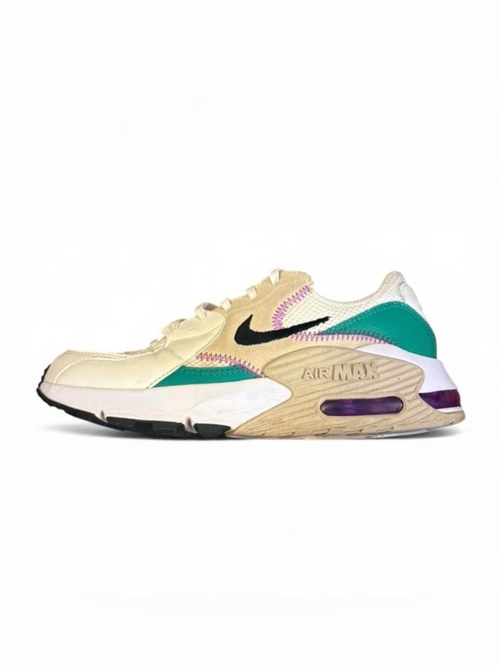 Nike Air Max Sneakers in Cream with Green and Purple Accents - Picture 2 of 5